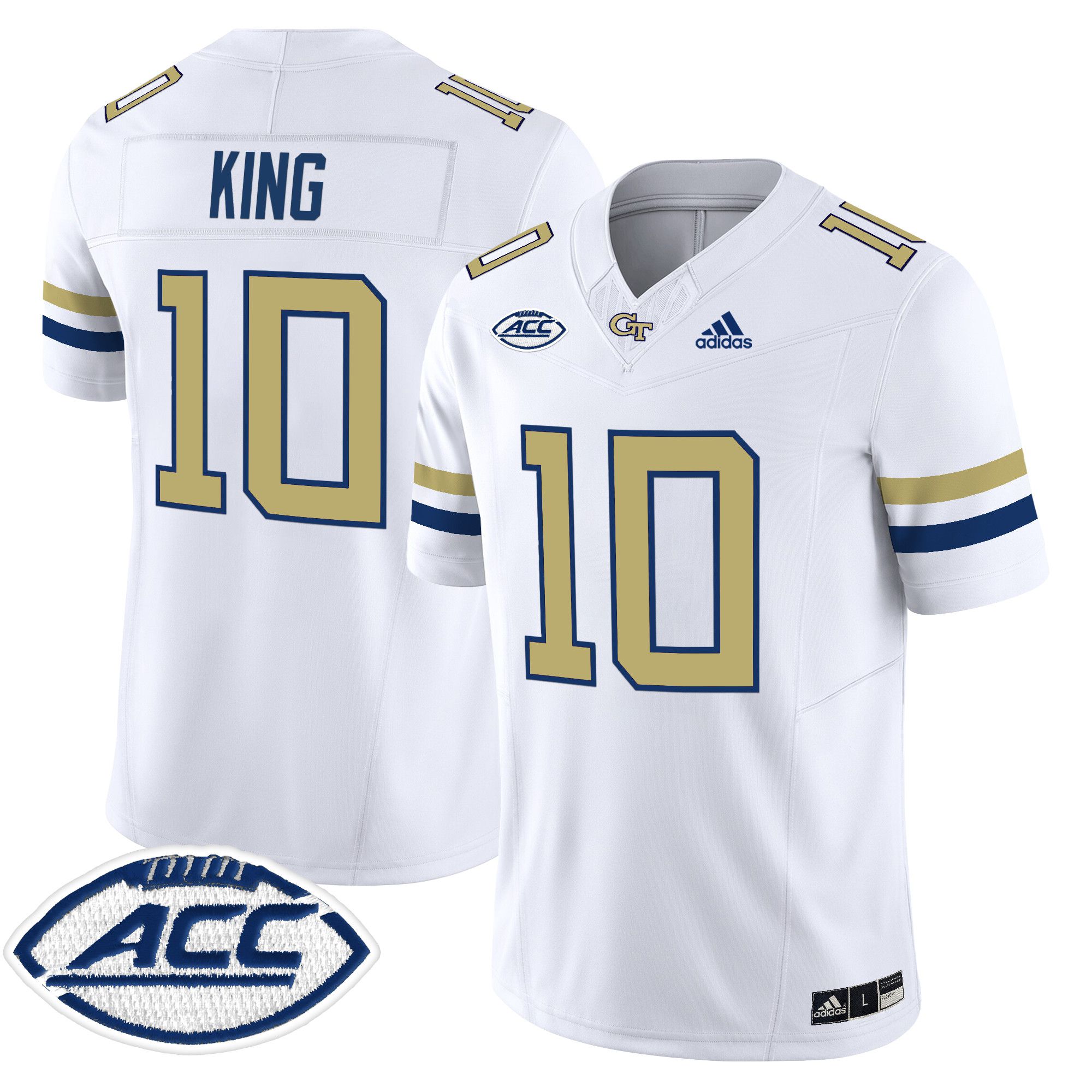 Men Georgia Tech #10 King White Asidas 2024 Vapor Limited NCAA Jersey->more ncaa teams->NCAA Jersey